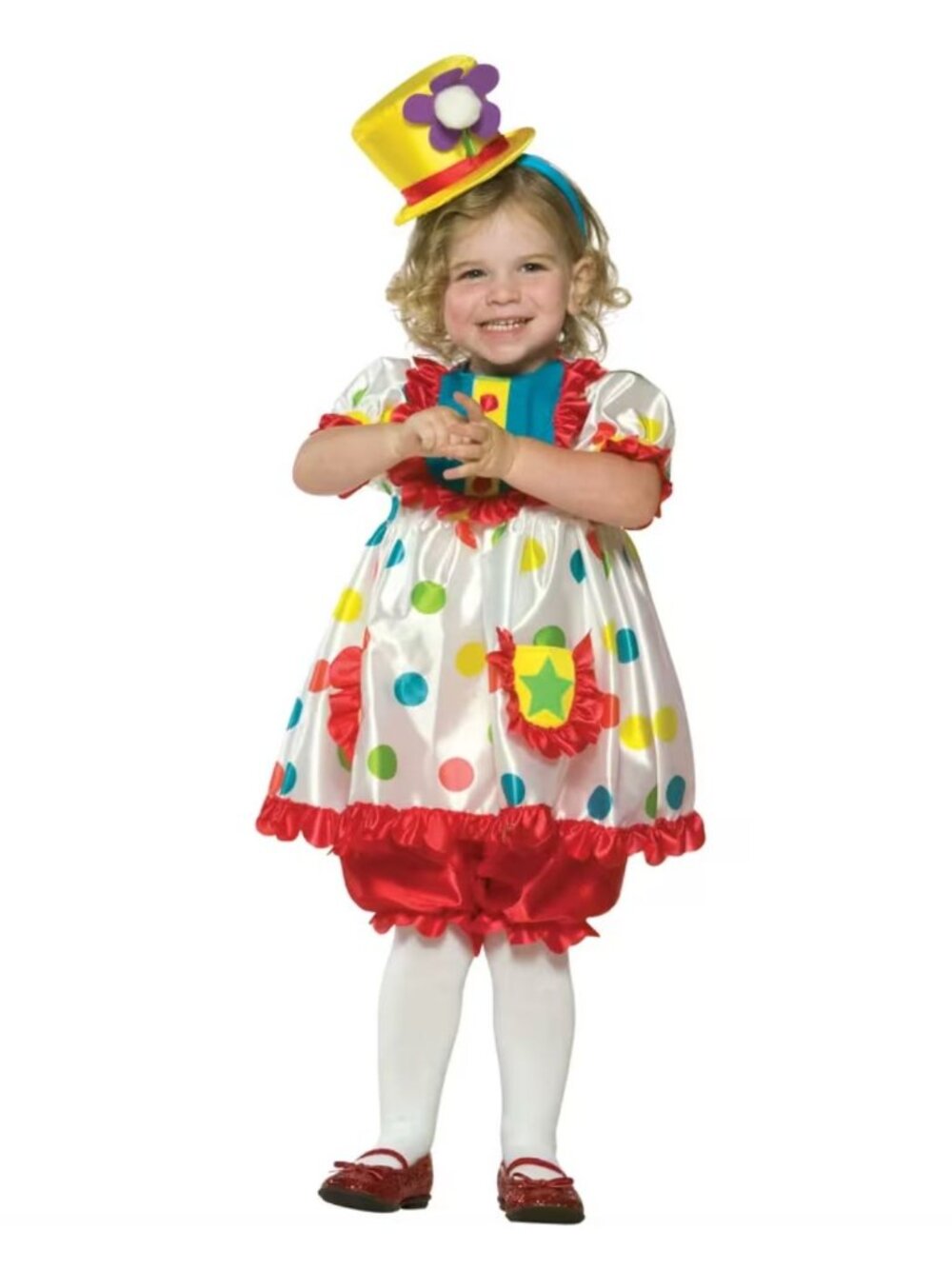 Clown Girl Costume Dress-Up Set Child Size 3-4T Includes Dress Bloomers & Headba